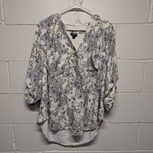 Torrid Harper Floral Print Tab Sleeve Women's Blouse 1X